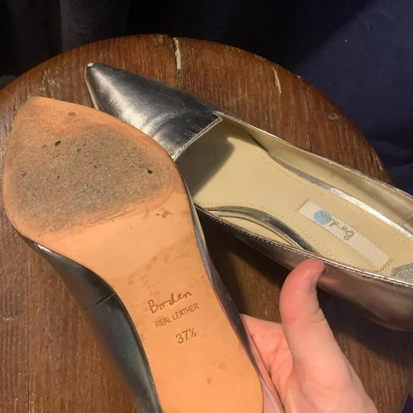 Boden Metallic Silver Pointed-Toe Pumps - Picture 6 of 7